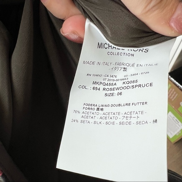 Michael Kors Collection Floral Brocade A-Line Dress In Rosewood And Spruce - Picture 2 of 9